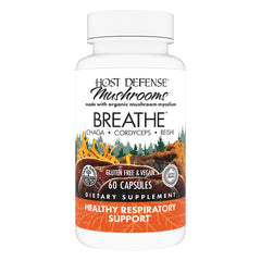 Host Defense Breathe* Capsules - Immune & Respiratory Support Mushroom Supplement - Herbal Lung Health Supplement with Chaga Reishi & Cordyceps - 60 Capsules (30 Servings)*